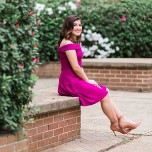 Magenta mini dress by Lulu’s XS off-shoulder